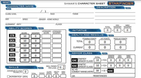 Starfinder Character Sheet (Editable) .